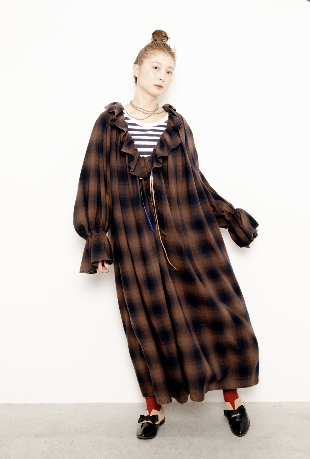 画像1: 【2025AWMARET25A32】オンブレービンテージワンピース 